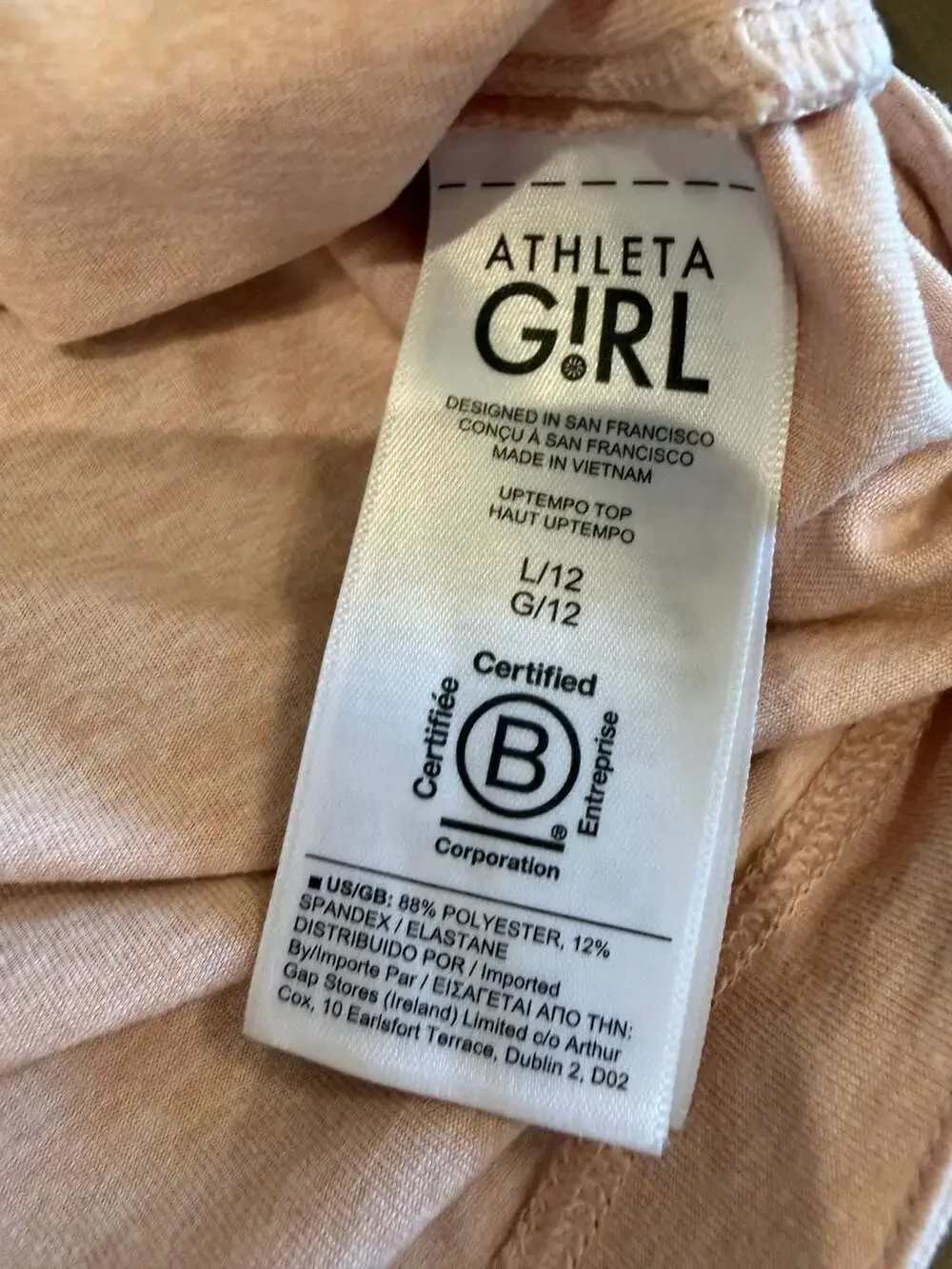 Athleta Girl Uptempo Top Size L/12 Pink Long Sleeve Tee